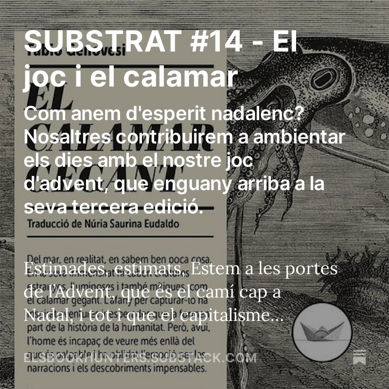 elsbookhunters's tweet photo. 📝 Subtrat #14 ja disponible! Novetats del sector editorial, recull dels nostres continguts i activitats, i una ressenya molt salada. El voleu rebre còmodament al correu? Subscriviu-vos-hi!
#ElsBookHunters #SubstratEBH @CombelEditorial
https://t.co/5ChxPcm2Gp https://t.co/CrOfuhVYnZ