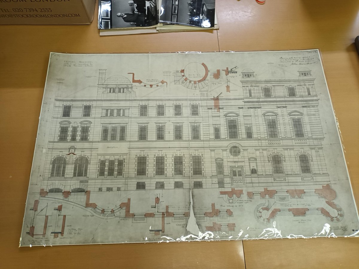 LRFHEC's tweet photo. Is there anything bigger than a building plan? 📸 Designs for the outside of 71 Fenchurch Street, designed by Thomas Colcutt who had worked on several ornately designed interiors for P&amp;O ships, the Savoy Hotel and the Palace Theatre. Dated 1898 #EYAWeek #EYABig @explorearchives https://t.co/bY3sTOB2qZ