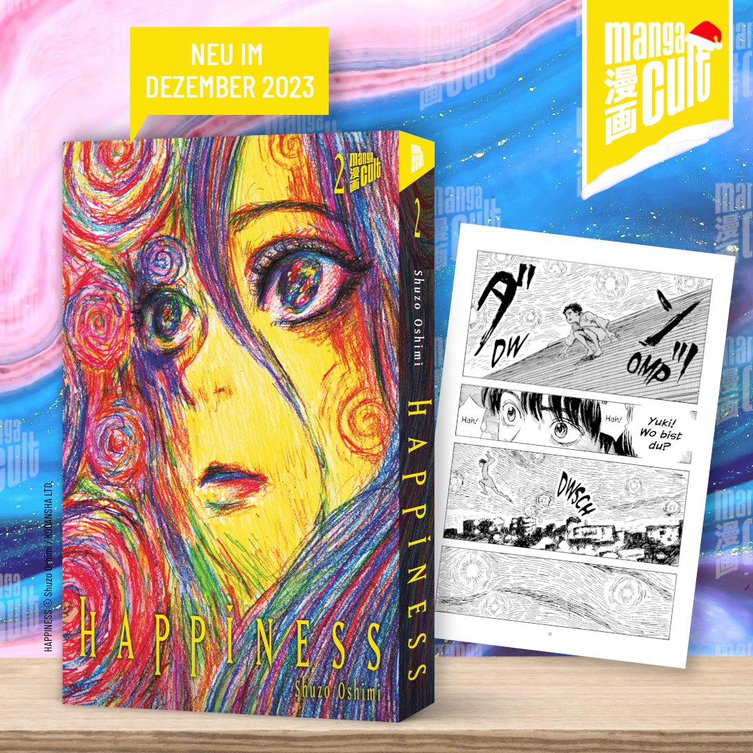 MangaCult's tweet photo. Schon bald ist es wieder so weit und unsere Dezember-Novitäten machen sich auf den Weg in den Handel! Mit dabei ist Band 2 von Shuzo Oshimis Vampir-Spektakel HAPPINESS (2in1-Edition), an dessen Cover wir uns kaum sattsehen können. Sieht es nicht unglaublich abgefahren aus? https://t.co/wtaMQFjdeG