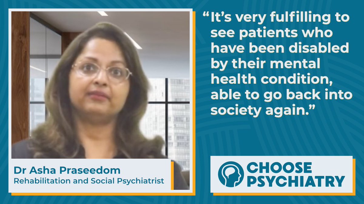 “I’d strongly recommend rehab psychiatry to trainees because you are making a real difference to people’s lives.” @AStPras talks about rehabilitation psychiatrists + why it might be the career for you. #choosepsychiatry rcpsych.ac.uk/become-a-psych…