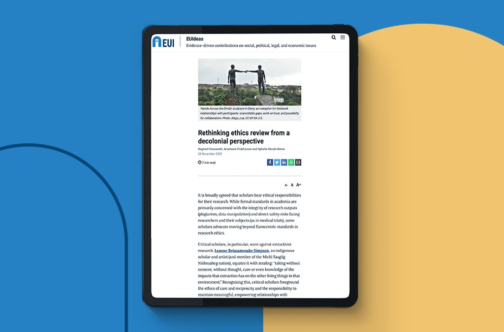 🔎 In the latest #EUIdeas blogpost, PhD researchers @raghavi_vis @eui_law, @AnaProkhorov & @NBophelia @eui_sps unpack the construction of risk in #fieldwork, consent as a process, & the issue of ‘giving back’ to communities being studied. Read more ➡️ loom.ly/R5x5F2Y