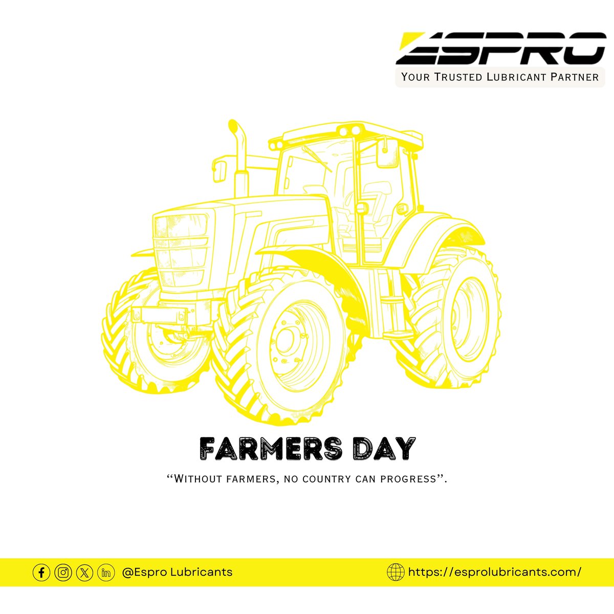 EsproLubricants's tweet image. Without farmers, no country can progress.
#farmersday #society #handle #field #espro #esprolubricants #lubricants #oils #greases #automotive #industrial