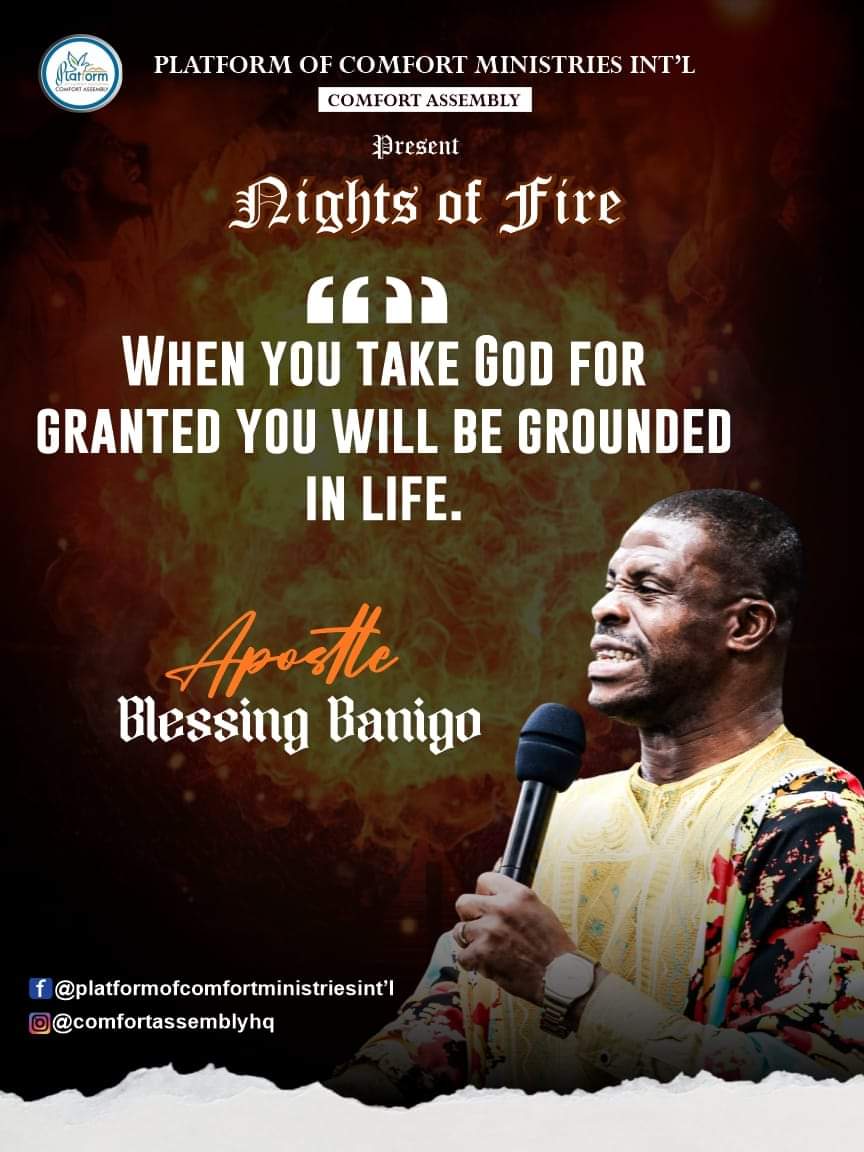 ComfortAssembly's tweet photo. WHEN YOU TAKE GOD FOR GRANTED, YOU WILL BE GROUNDED IN LIFE
Apostle Blessing Banigo 

#CLOSETHISGRAVE2023
#POCM
#COMFORTASSEMBLY https://t.co/ateZ20wbpq