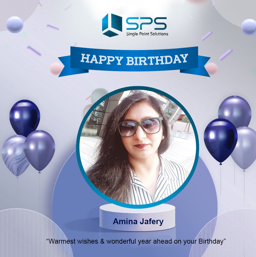 SinglepointSol1's tweet photo. Happy birthday to our amazing Vice President - US Professional Services - Amina Jafery! 

#birthdayvibes #birthdaywishes #birthday2023 #birthdaypost #happybirthday #happybirthdaywishes #sps https://t.co/lv7wrrb1vq