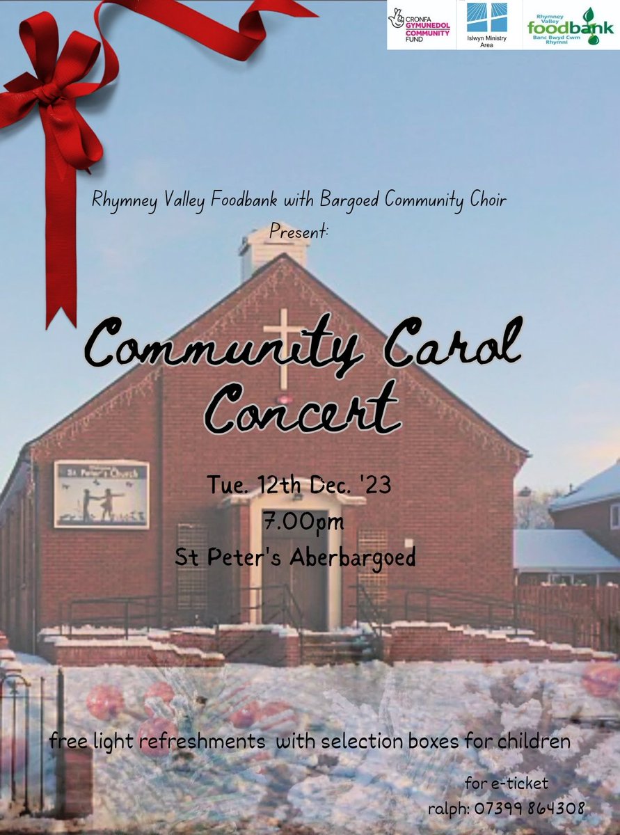 The beautiful voices of the Bargoed Community Choir and of the people will resound on 12th December. Keep an eye on the flier for a reminder.
