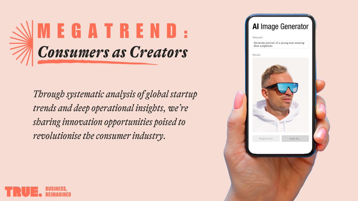 By 2030, the average consumer will have creative capabilities beyond what is possible even for large numbers of specialists today. We see the 'consumer as creator' trend as an enabler for three key opportunity areas. explore them here: true.global/stories/explor…

#ConsumerTrends