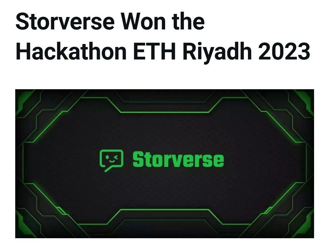 November 23, 2023 is a Special Day 💚 Storverse was declared to be the winner of the Special Track in the META Web3 Builder Competition 2023! by @0xETHRiyadh Full Press Release : bitcoininsider.org/article/234114… #Storverse #ETHRiyadh #Web3 #Crypto #Nft #Nfts #Blockchain #Technology