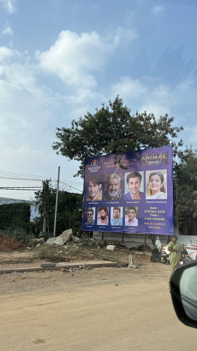 RanbirDaily's tweet photo. Hyderabad is all set to welcome the star cast of #Animal
#AnimalTheFilm #AnimalPreReleaseEvent https://t.co/Vz2dlOjh3m