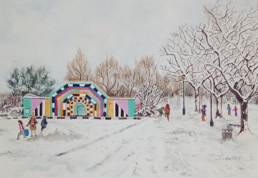 Get your original Lordship Rec Xmas cards from Lordship Hub Cafe with painted scenes of Lordship Rec in the Snow by local artist, Jenny Lawther. 7 scenes available. All money raised goes to fund Lordship Hub.
£2 each or £8 for 5 and £14 for 10. Give Lordship Hub a Christmas gift!