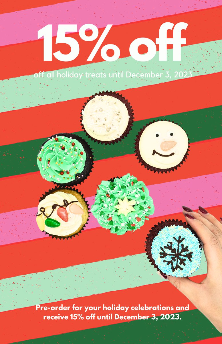BluebirdCakery's tweet photo. 📢PROMO ALERT 📢 Use promo code HOLIYAY15 to save 15% off your holiday treats! Our holiday collection is now LIVE. Get ahead of your holiday planning and pre-order for your Christmas parties now. Promotion ends December 3, 2023. https://t.co/1sMm7ZYqzT