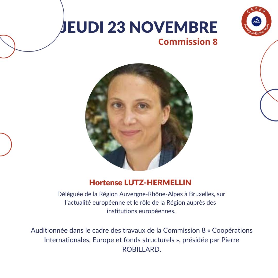 Retrouvez les #expertsauditionnés 📢 de la semaine dernière, ayant apporté leurs expertises au sein des #commissions du <a href="/ceseraura/">CESER Auvergne-Rhône-Alpes</a> 
 
 🙏 Merci à <a href="/HLutzHermellin/">Hortense LUTZ-HERMELLIN</a> , <a href="/Aguilera_Fred/">AGUILERA Frédéric</a> et Claire Delpech