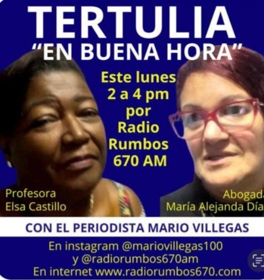 alirio1504's tweet photo. Hoy no te puedes perder #EnBuenaHora por @radiorumbos670 de 2 a 4 pm donde estarán la prof. Elsa Castillo junto a @MariaesPueblo hablando de frente al pueblo, abordando los temas controversiales que ningún otro Politico se atreve a abordar Moderado por @mario_villegas #27deNov https://t.co/dpycD5ogqR