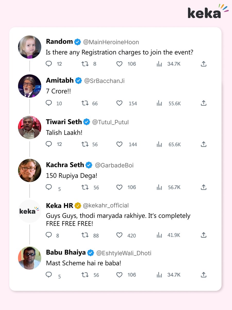 kekahr_official's tweet photo. Not us, but look who all are talking about India's Largest Virtual HR Summit by Keka HR.😲

Have you registered yet?
Join us now: https://t.co/omtZkL3HiD 📌

Got more questions? Feel free to drop them in the comments

#HumanResources #HRCommunity #Webinar #KekaHR #HRKatalyst https://t.co/jppLO5X2Bx