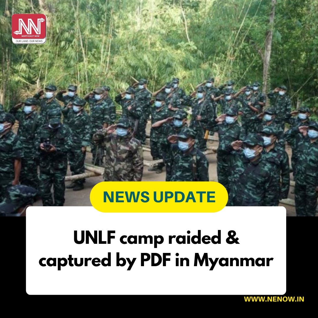 NENowNews's tweet photo. The UNLF camp, located in upper Tamu township was raided and captured by a joint force of the Democratic Forces – Peoples Defence Force (PDF) and the Kuki National Army-Burma (KNA-Burma).
#UNLF #Manipur #ManipurViolence #Myanmar #UNLFCamp #PDF #KNABurma https://t.co/FiaQvzTJ63