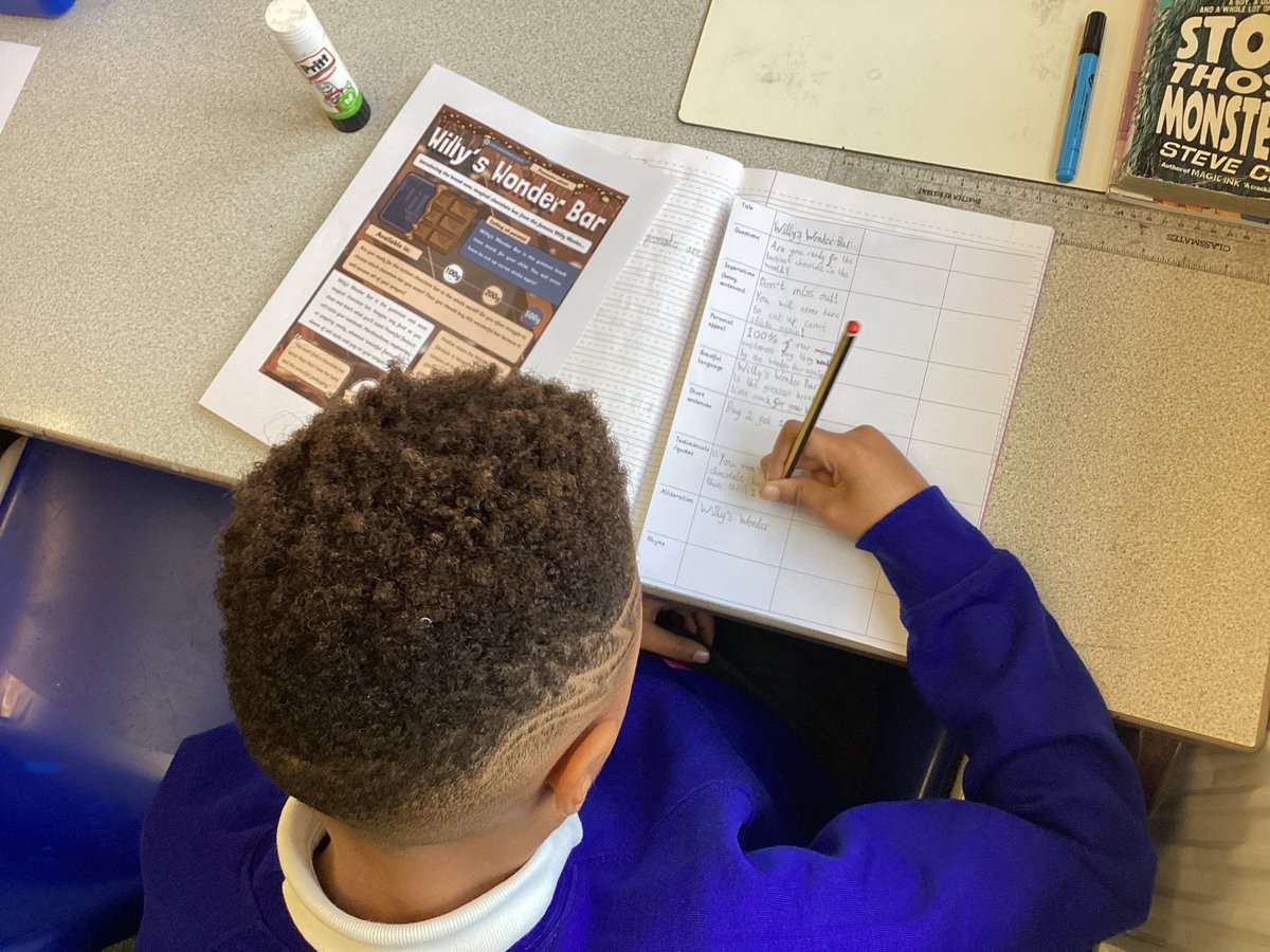 PelhamYear6's tweet photo. During our English lesson, we are analysing various adverts and identifying different persuasive text features #alliteration #hyperbole #rhetoricalquestions #facts #emotivelanguage #repetition #testimonials @PelhamPrimary_ @trustilluminate https://t.co/60QlvFYk7B