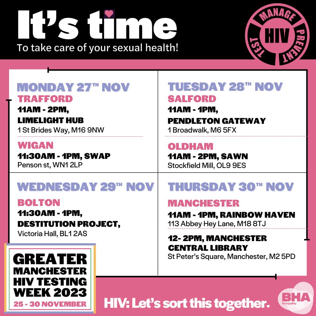 AnaMROliveira77's tweet photo. Greater Manchester Testing Week.
#GMHIVTestingWeek #SortHIV https://t.co/CVa1uSL5L7