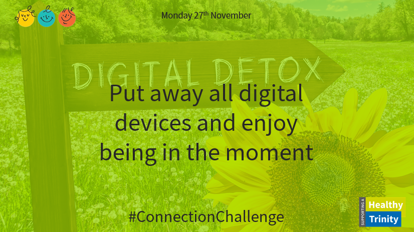 Take a #DigitalDetox for today's #ConnectionChallenge. When you've finished work, why not switch off your tech and be present in whatever you're doing, whether it's cooking, reading, walking... make it a relaxing Monday