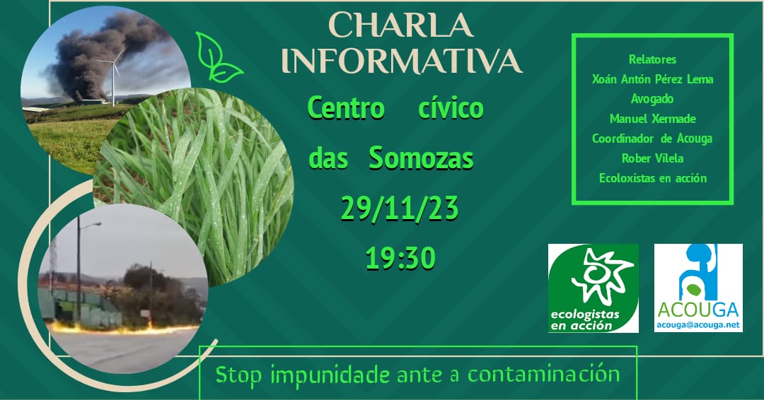ManuelGermade's tweet photo. Charla informativa para a veciñanza afectada polos contaminantes que están a emitir as instalacións de Sogarisa nas Somozas o día 29 as 19:30
@xose_g
@ecoloxistas
#ACOUGA https://t.co/tOcPeBwalz