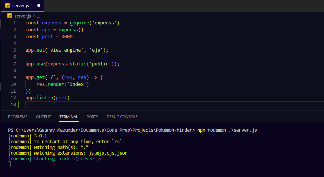 Excited to share my latest project - the Pokemon Finder Web App! 🌟Enter any Pokemon name, and it'll showcase details using the Pokemon API 📷Tech Stack: EJS, CSS, JS ,Node.js, Express JS  API: Pokemon API 
lnkd.in/dnUW-eRn 
#nodejs #expressjs #javascript #webdevelopment