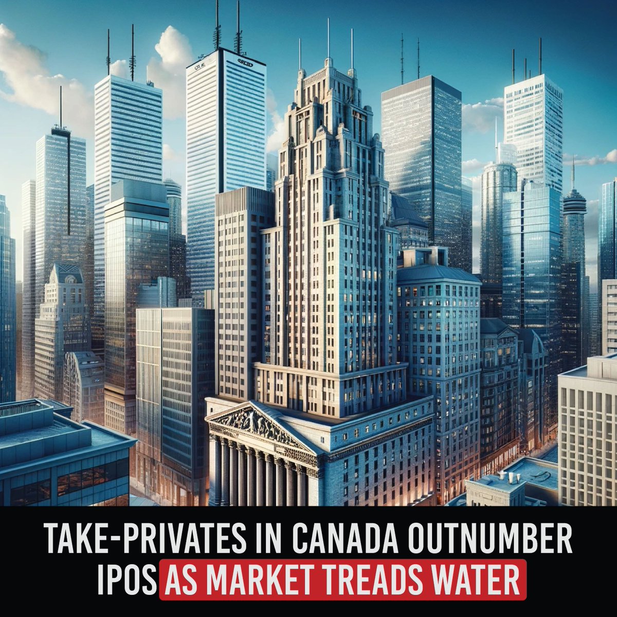CEO_digest's tweet photo. 🏙️📈 In a striking turn for 2023, Canada's market sees more firms going private than launching IPOs. With 19 companies opting for privacy and a lukewarm IPO scene, the TSX faces a potential first decline in five years.🍁 https://t.co/gwYZT7oDId