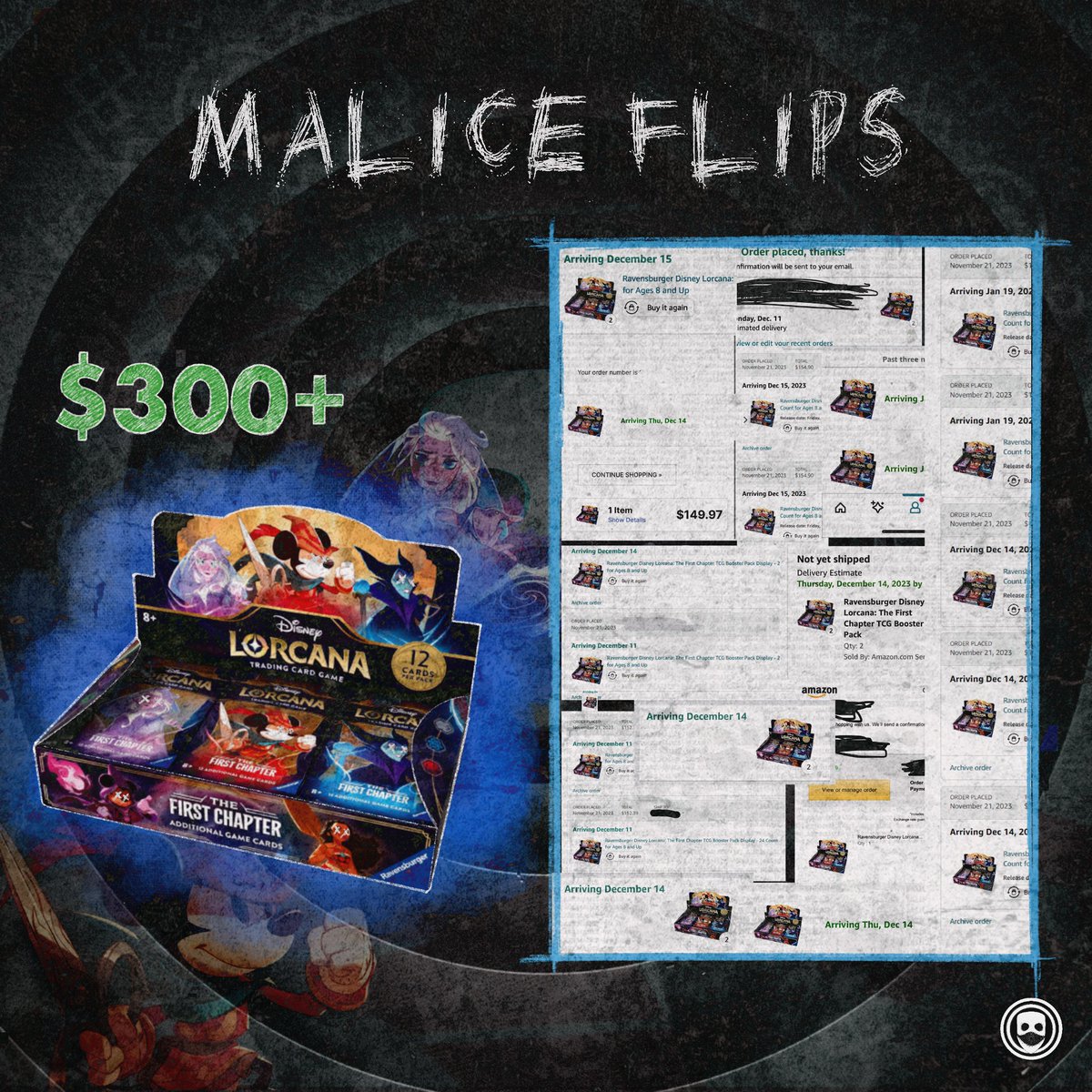 While we are slowly approaching the release of Lorcana Chapter 2, Malice members have been gobbling up the restocks of Chapter 1!

With Chapter 1 still selling for $100 above retail, our members have been making as much as $300+ profit on each restock 💰

joinmalice.com