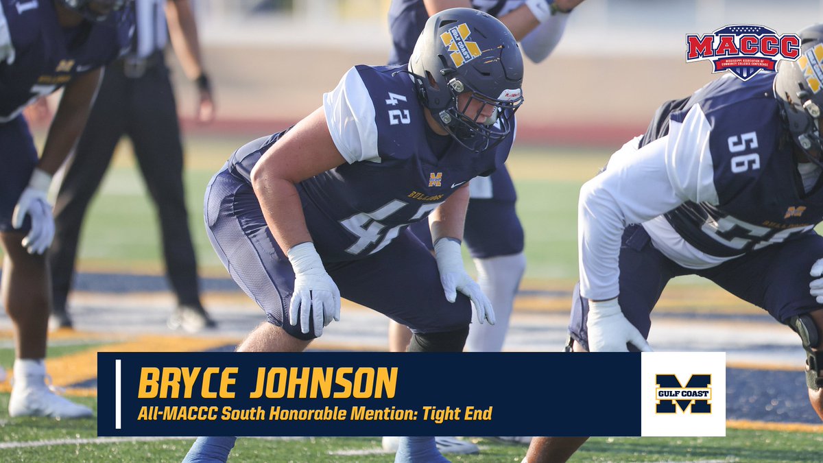 FOOTBALL | TE <a href="/Bryce_Johnson56/">Bryce Johnson</a> earned All-<a href="/MACCCAthletics/">Miss. Assoc. of Community Colleges Conference</a> Honorable Mention honors: