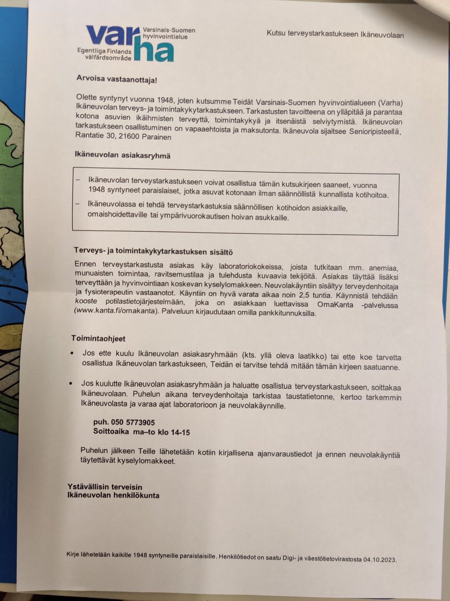 Tämä kirje Varhalta saapui tänään. Vastaanottaja kuoli vuonna 2010. Kyllä tälläkin tavalla voi rahojaan käyttää, Varhalla kun niitä on… #varha #uskomatontamuttatotta #keepupthegoodwork