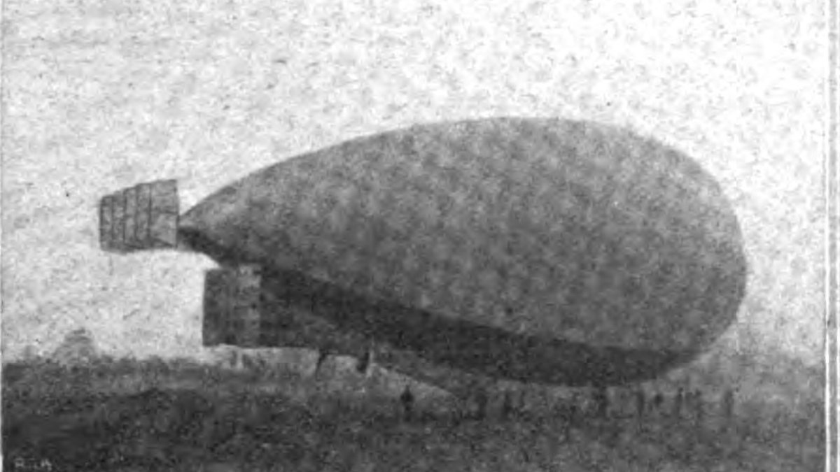 Forlanini airship Leonardo da Vinci. Picture published 1910 in Flight (HathiTrust)