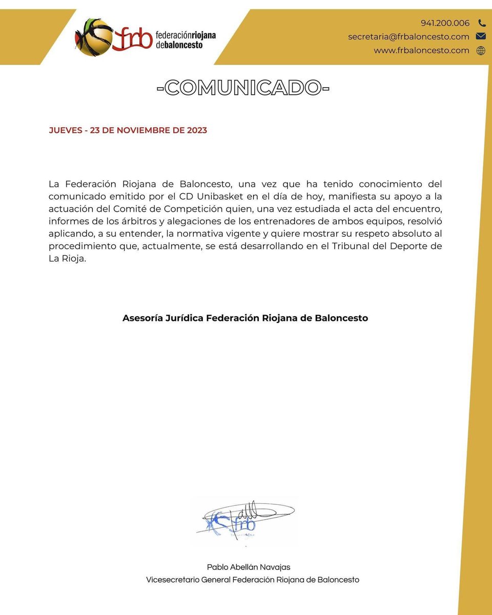 anaislopez23's tweet photo. La Federación Riojana de Baloncesto ratifica el ABUSO cometido contra los clubes CD Unibasket y AB Najerilla.

Fueron sancionados desproporcionadamente por mostrar empatía y actuar de acuerdo a los valores del baloncesto.

Las jugadoras han emitido un nuevo comunicado. https://t.co/1ZAm97JBnL
