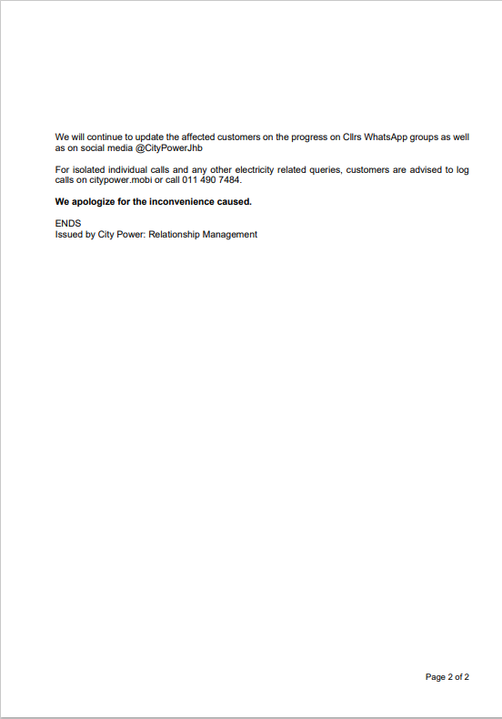 CityPowerJhb's tweet photo. #JoburgUpdates
#ReuvenSDC
#KarzeneSubstation Production Park #SelbySubstation Rossettenville Str, William Kerby and surroundings, updates๐^IM https://t.co/0NlTBmmTC9