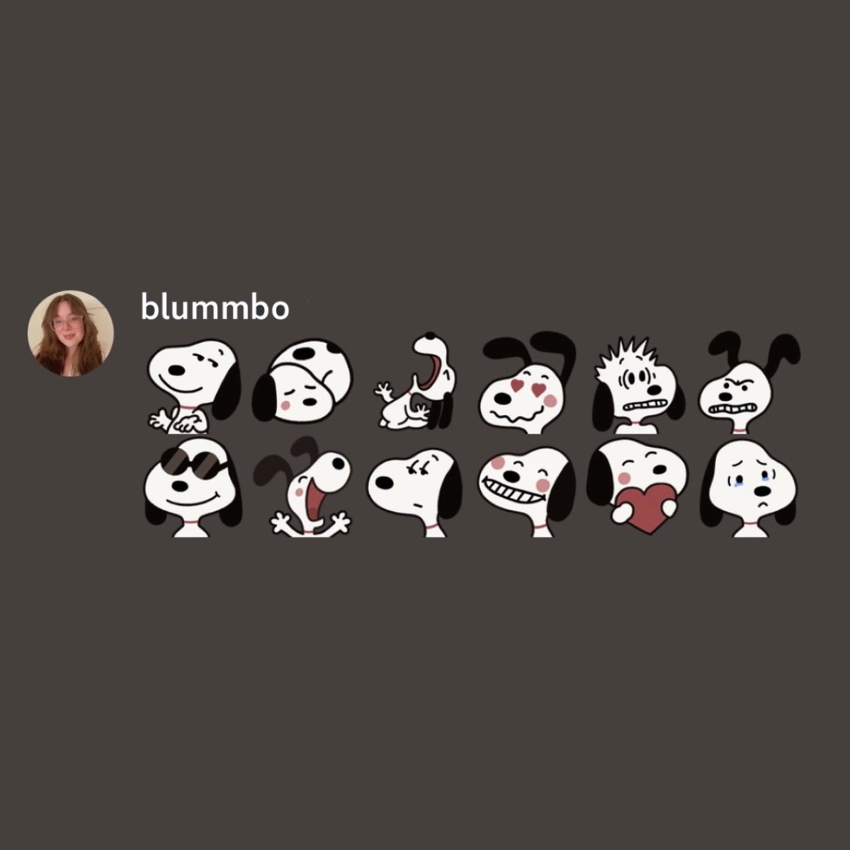 blummbo's tweet image. i made a snoopy emote set 💌