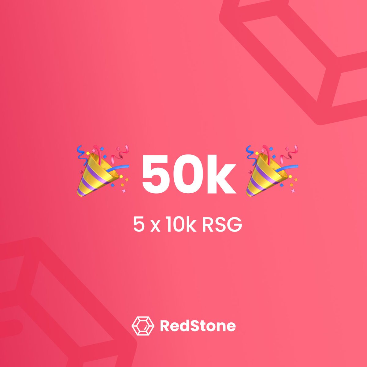 redstone_defi's tweet photo. Let's give a warm welcome to our 50k miners ♦️

To celebrate this milestone, we're hosting a raffle where 5 lucky winners can receive 10k RSGs each 🥳

How to participate?

- RT &amp; like this post
- follow @redstone_defi
- tag 3 friends https://t.co/C4GmQKP6k0