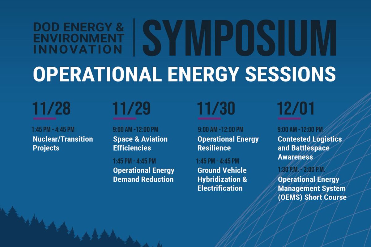 We are excited to join the DoD Energy and Environment Innovation Symposium tomorrow! Join us to learn more about the DoD’s operational energy priorities and portfolios. dodinnovationsymposium.org