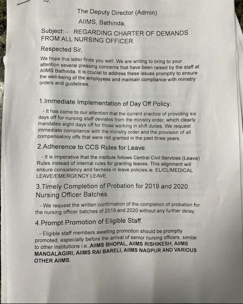 harjeet_99's tweet photo. @HarsimratBadal_ Injustice, discrimination &amp; mental harassment by Administration of Aiims Bathinda. The Nursing Officer of institute appeal to GOI for their rights🙏🏻 
@MoHFW_INDIA @mansukhmandviya 
@UNCPunjab
@harish_kajla 
@OfficeofARM
@HarsimratBadal_ 
#JusticeForAiimsBtiNurses https://t.co/8MBFrZRh4m