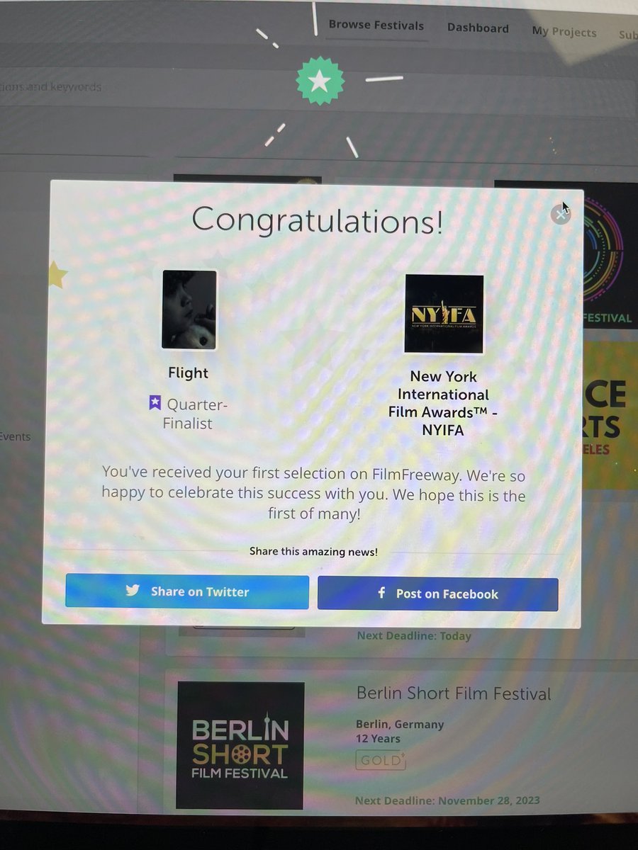 KCreates16's tweet photo. PUMPED that my short has been selected to be screened at the @NYIntFilmAwards !!!! This is amazing! https://t.co/jXUOcT9WyT