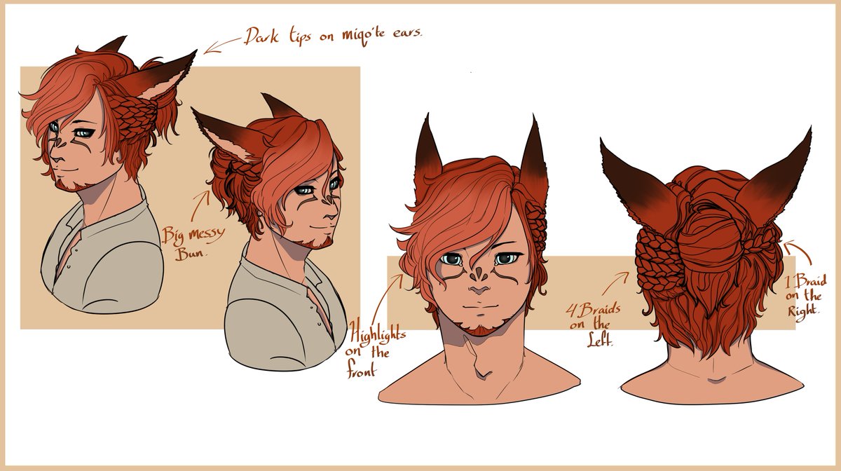 SizzlinShy's tweet photo. My entry for the ffxiv hair contest.
guess I made a mistake not using the template, thought it was fine given that most winners from the last hair contest had submitted custom art.

anyway I shall take my participation ribbon and add it to my collection :')
#FFXIV #FF14 https://t.co/fCKCIBi9Ou