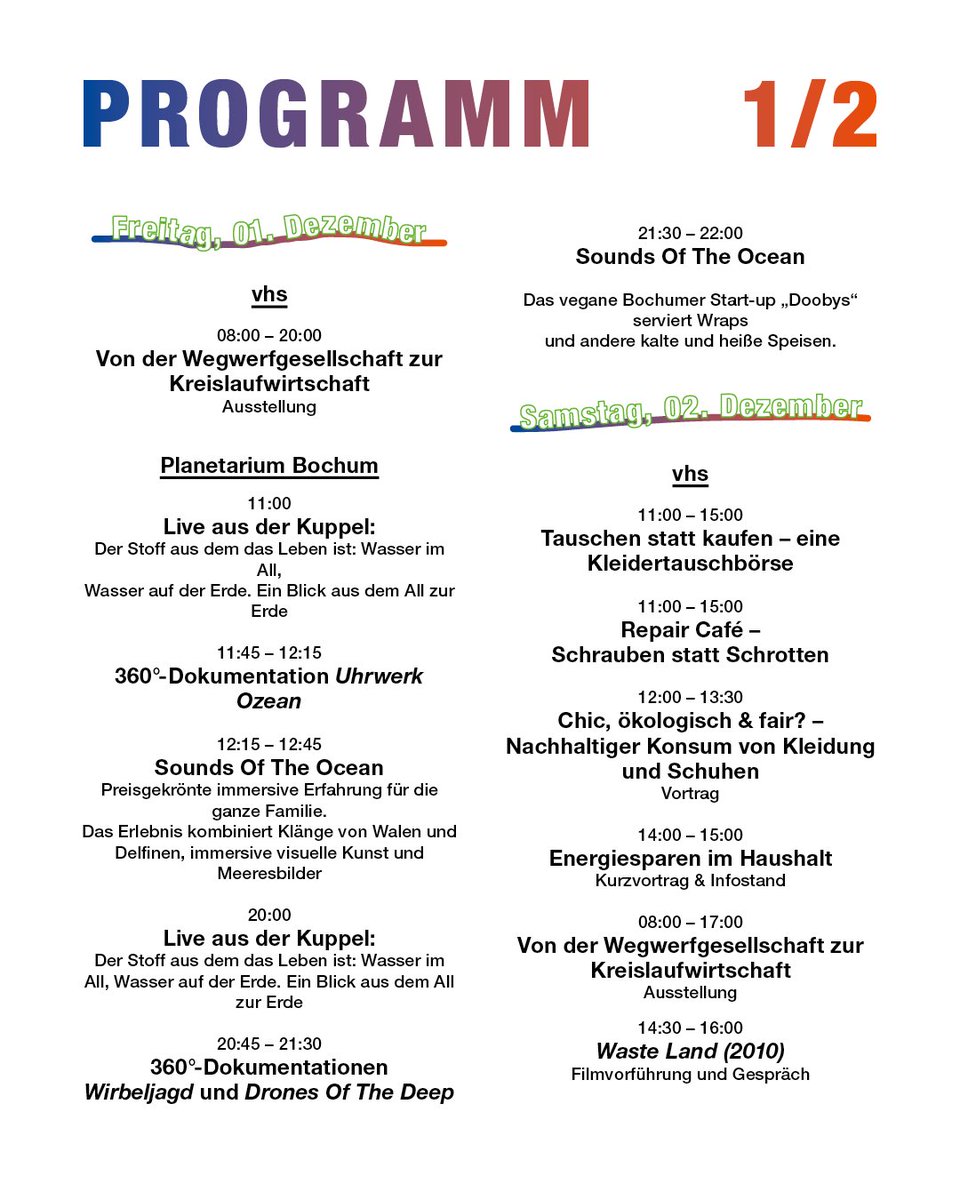 dbmbochum's tweet photo. Vom 01.-03.12. bietet das Festival „Jetzt! Ein Wochenende fürs Klima“ ein geballtes Kulturprogramm rund um die Themen #Klimawandel & #Nachhaltigkeit in #Bochum. Mehr zum Programm im @dbmbochum: https://t.co/vIo0KGR3ea
#DBMBo @TheaterBochum @PlanetariumBO @bochum_de @ruhrtriennale https://t.co/rG3Ik2RgRN