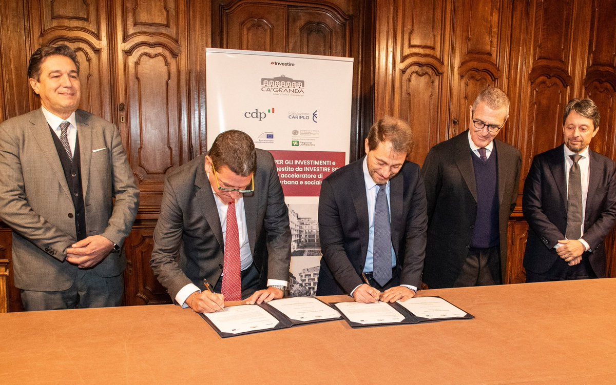 Finanziamento <a href="/EIB/">European Investment Bank</a> da 34 mln per un progetto di #socialhousing a Milano sostenuto dal Gruppo CDP con Fondazione <a href="/policlinicoMI/">Policlinico di Milano</a> e <a href="/FondCariplo/">Fondazione Cariplo</a>. Un'iniziativa a forte impatto positivo in termini di #rigenerazioneurbana e arricchimento della mixité sociale. ➡️bit.ly/CDP_SocialHous…