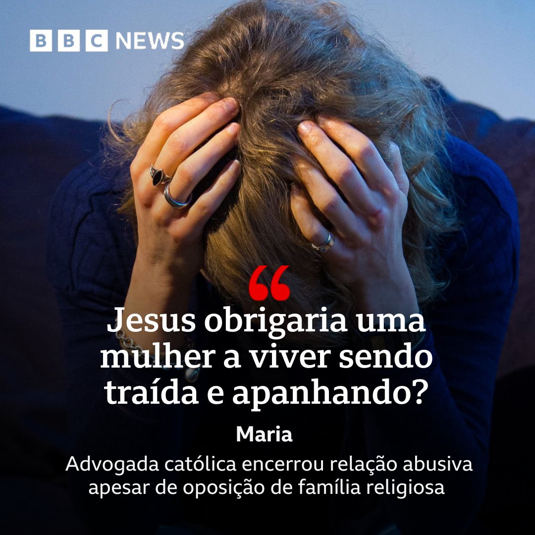 "As pessoas falavam que a Igreja não apoiava o divórcio e que Deus não abençoava": a advogada viveu por 15 anos com o homem que a fez comer dinheiro na frente dos filhos, a proibiu de usar roupas que gostava e tentou impedi-la de estudar: bbc.in/3RdVheQ