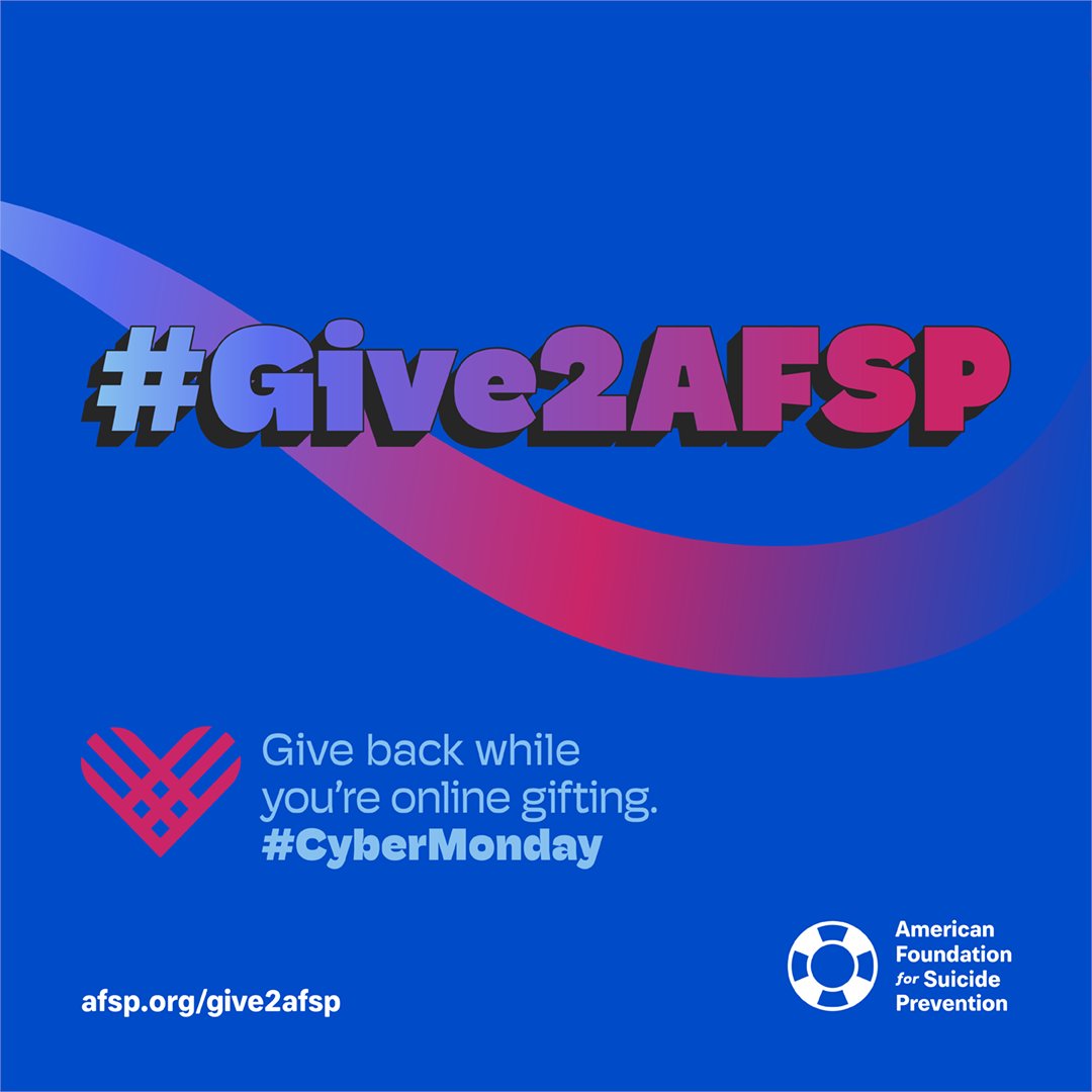 afspnational's tweet photo. With just a few clicks, you can bring hope to those affected by suicide. We invite you to #Give2AFSP this #CyberMonday and take action in the fight against suicide.
You can also give back by either shopping through #AmazonSmile or making a donation here: https://t.co/RIOVQ0B4LT https://t.co/NPLPO7mMc9