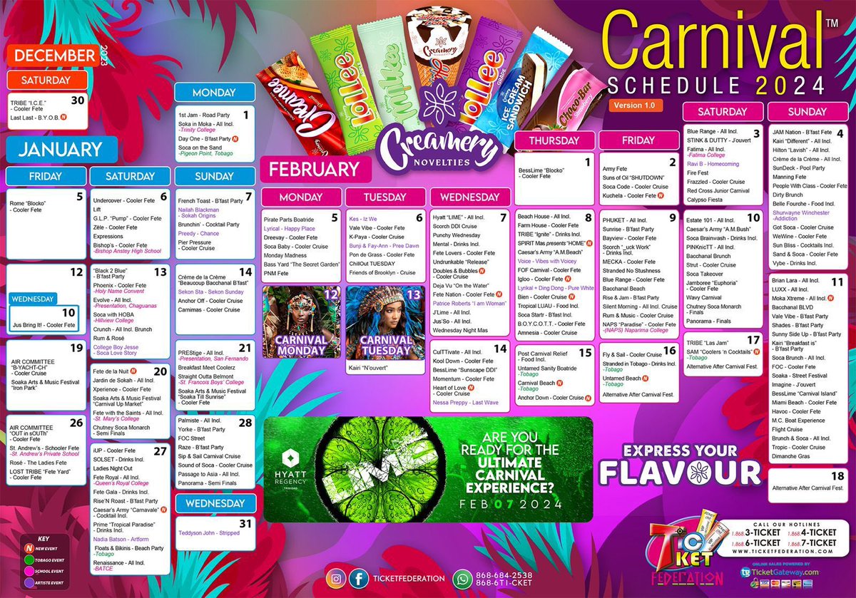 chefbrigetterj's tweet photo. T&amp;T Carnival Fete Calendar 2024

Get ready to rumble 😮‍💨🧍🏽‍♀️ https://t.co/p9GkDMwtQR