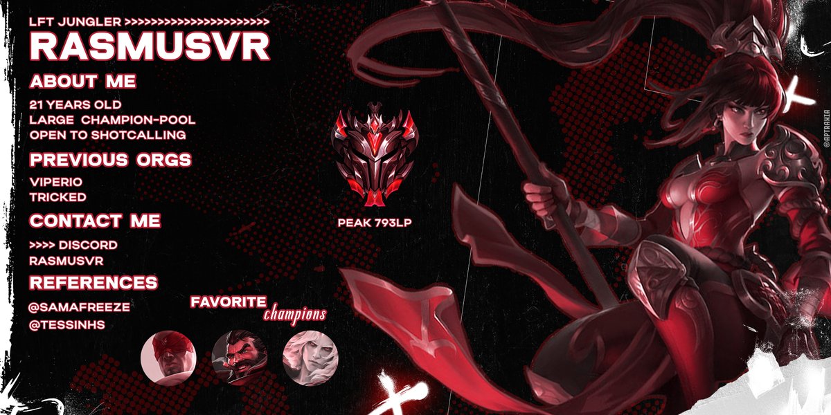 I'm currently contracted to <a href="/tempest_gaming/">Tempest Gaming</a> but I've been allowed to explore my opportunities for 2024.
I'm mostly interested in ERL1/2, but any offer will be taken into consideration.

♥ / 🔁is always appreciated.