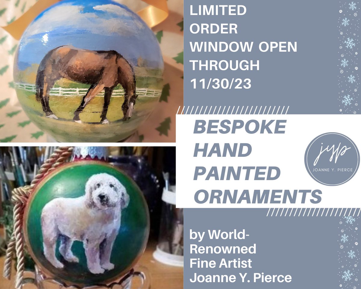 looking for the perfect gift for the animal or nature lover in your life? the order window for my hand painted ornaments closes on the 30th! email mail@jypfineart.com to secure your holiday gift now! 🎁🐴🐶🏞 <a href="/JYPFineArt/">Joanne Y. Pierce</a>