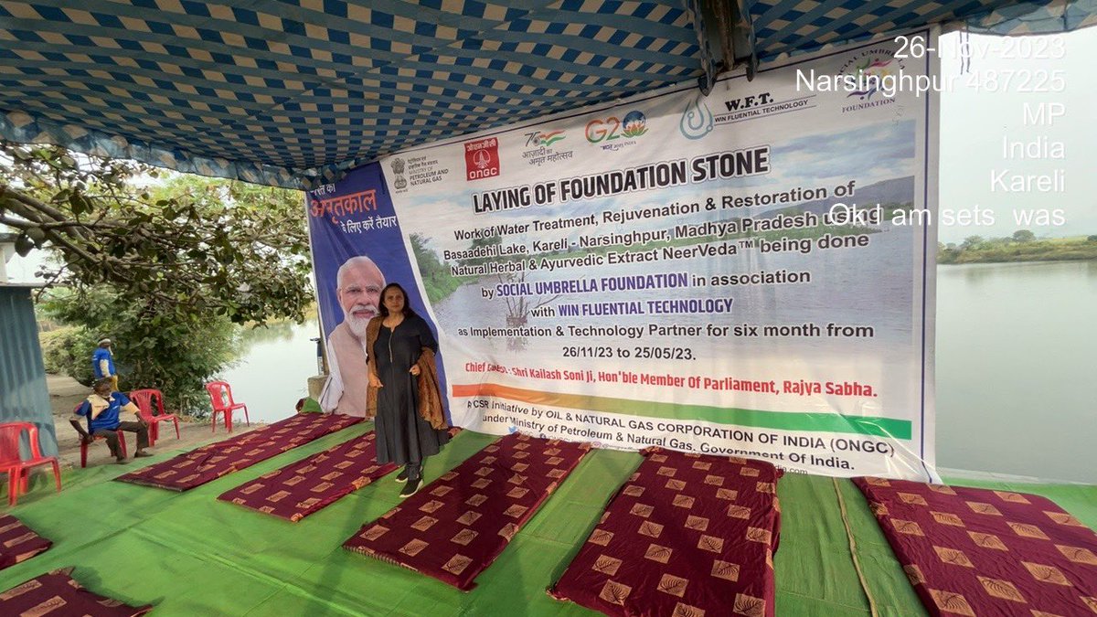 FluentialWin's tweet photo. Proud and thankful for another Project of #Rejuvenationofwaterbodies in #Kareli, #MadhyaPradesh   Under #CSR with @PetroleumMin , @ONGC_ with @SocialUmbrellaa . Thanking @kailashsoninsp @HardeepSPuri https://t.co/Xc1542C3Oc