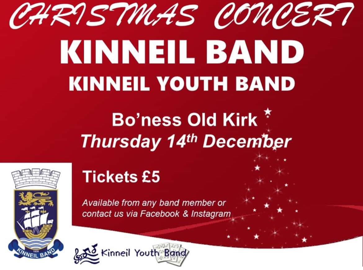 Please join us for our annual Christmas Concert on Thursday 14th Dec at 1930 at Bo’ness Old Kirk
