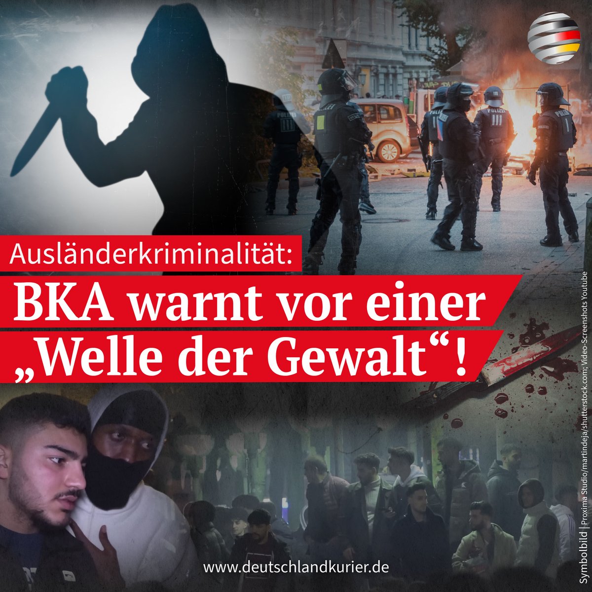 Deu_Kurier's tweet photo. #Ausländerkriminalität: #BKA warnt vor einer „Welle der #Gewalt“!
Jahrelang wurde es als „rechte #Verschwörungstheorie“ abgetan, nun gibt es die #Bundesregierung in Gestalt der #Totalversagerin Nancy #Faeser (#SPD) ganz offen zu: Die zügellose #Masseneinwanderung bewirkt, dass #Deutschland immer mehr #Kriminalität importiert. Mittlerweile spricht selbst der Präsident des Bundeskriminalamts (BKA) von einer „Welle der Gewalt“.
https://t.co/hkZ7vZmk1v