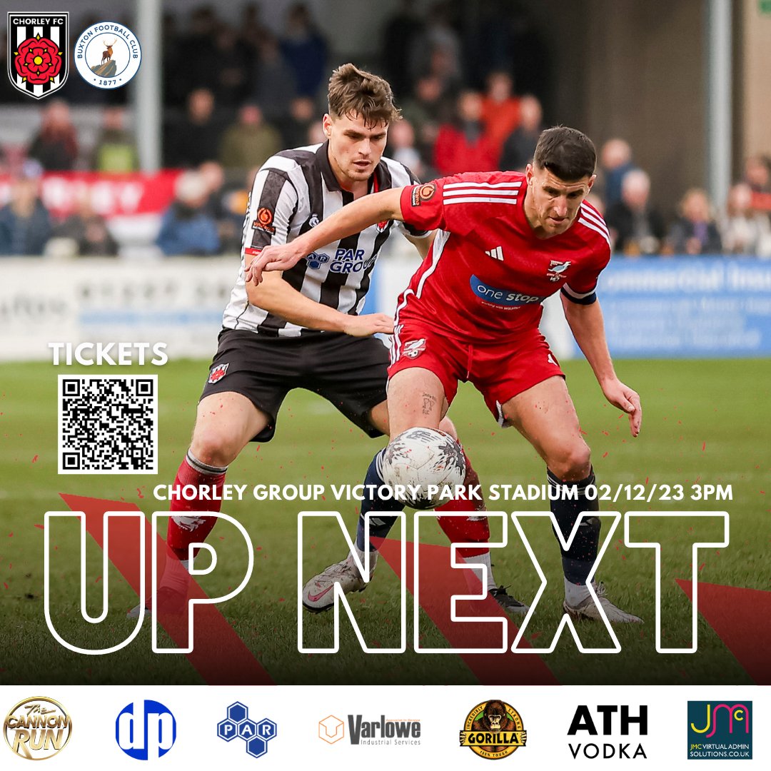 UP NEXT… we're back at HOME to take on <a href="/Buxton_FC/">Buxton Football Club</a> this Saturday in the Vanarama National League North! 

We haven't lost at home since October 28 and are looking to extend our six-match unbeaten run...
 
Grab your tickets online now and save⬇️
tickets.chorleyfc.com/events/02-12-2…
