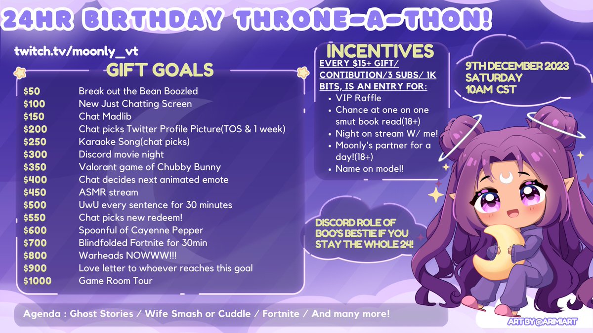 ✨24HR SLUMBER BIRTHDAY PARTY THRONE-A-THON!!!!✨
SATURDAY DECEMBER 9TH I HOPE TO SEE EVERYONE THERE💞💞💞