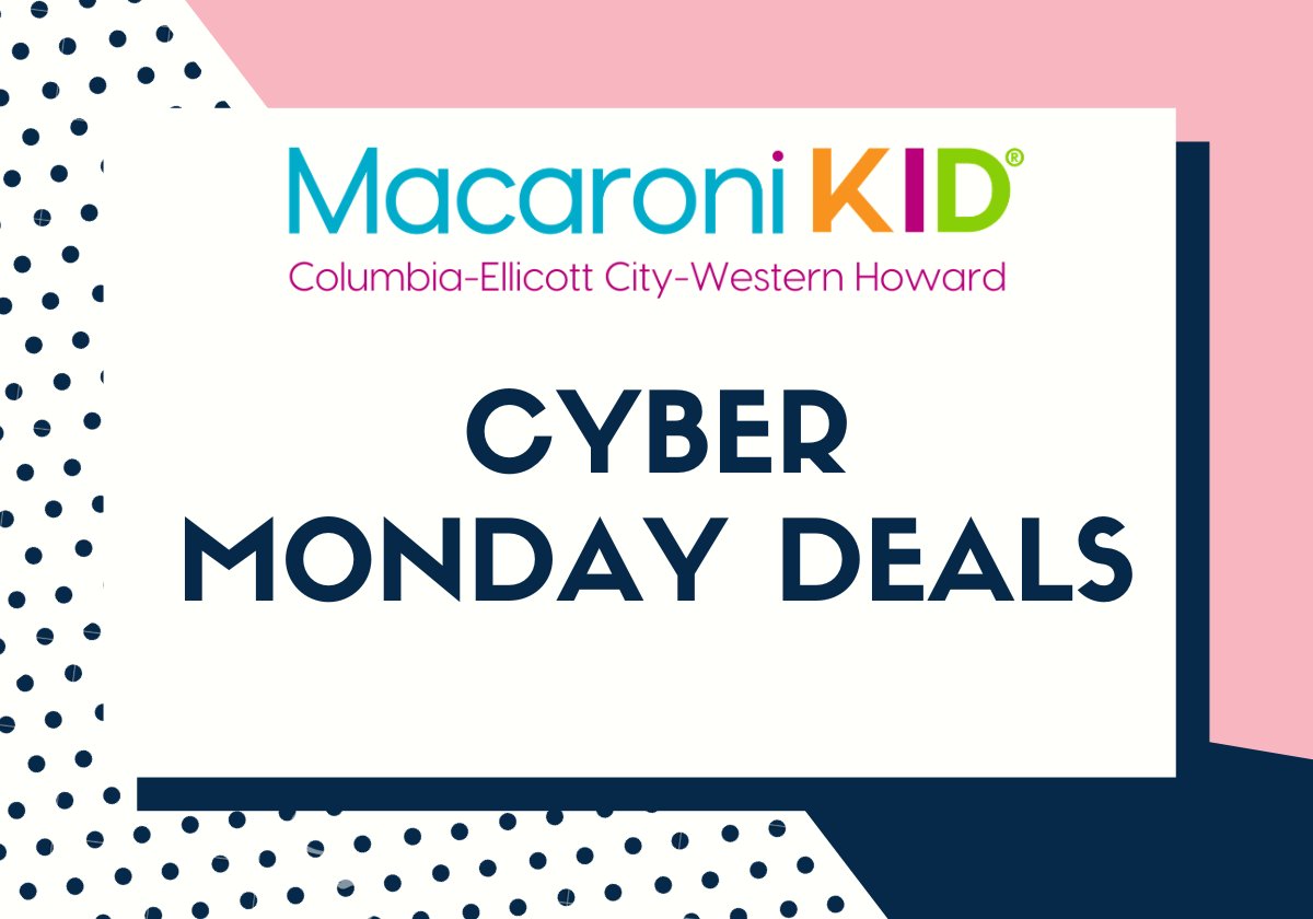 MKColumbiaMD's tweet photo. Cyber Monday Deals are happening here at Macaroni KID Columbia! If you are a local business, check out the details below. https://t.co/VevH8sZ9ZV https://t.co/mAtOGl6Wmg