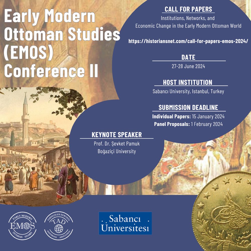 Thrilled to announce Prof. Şevket Pamuk as the keynote at our conference on June 27-28, 2024, at Sabancı University. Get ready for expert perspectives on Ottoman economic history! #EMOS2024 #EconomicHistory